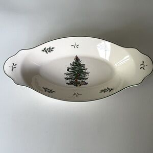 Spode Christmas Tree Handled Serving Platter Bowl S3324 Holiday Entertaining
